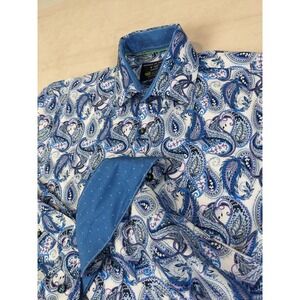 Society Of Threads Small 14-14.5 32/33 Mens Shirt Stretch Paisley Athleisure
